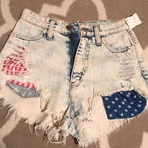 Bleach flag high waisted  shorts
